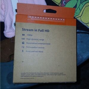 Fire TV Stick HD Streaming Device - Orange/Brown Box